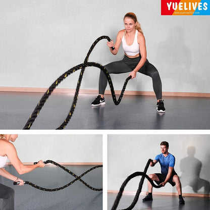 Battle Ropes with Anchor Kit, 1.5/2 Inch Full Body Workout Equipment, 100% Poly Dacron Heavy Battle Rope for Strength Training, Cardio, Crossfit, Exercise Rope(30Ft)