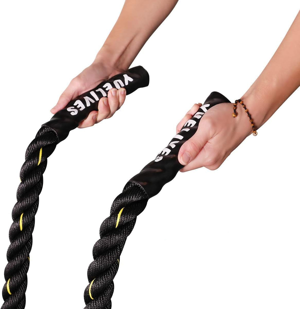 Battle Ropes with Anchor Kit, 1.5/2 Inch Full Body Workout Equipment, 100% Poly Dacron Heavy Battle Rope for Strength Training, Cardio, Crossfit, Exercise Rope(30Ft)
