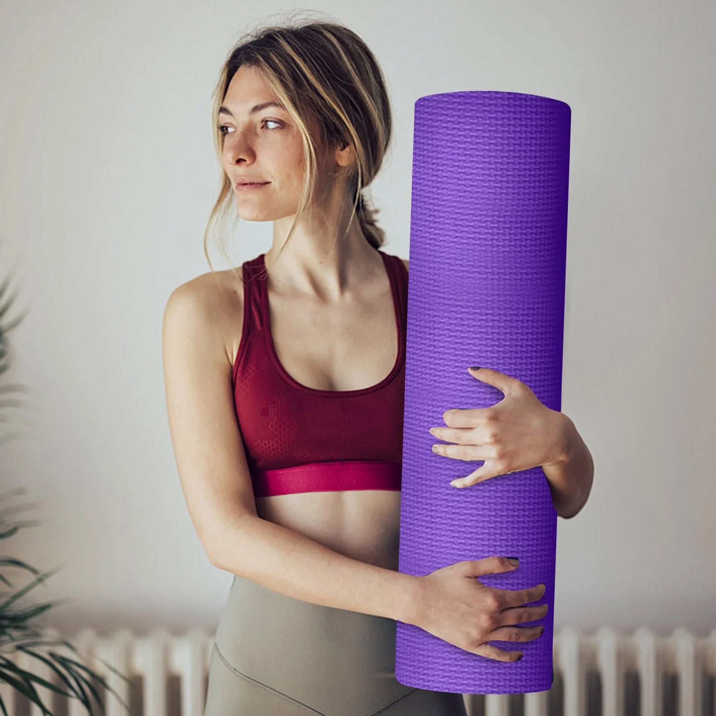 Outdoor Sports and Yoga Yoga Mat Non Monochrome Women Mat Mat 4Mm Sports Men Fitness & Yoga Equipment Fitness Mats Large Workout Mat Mat for Women Men Kids Home Gym Workout