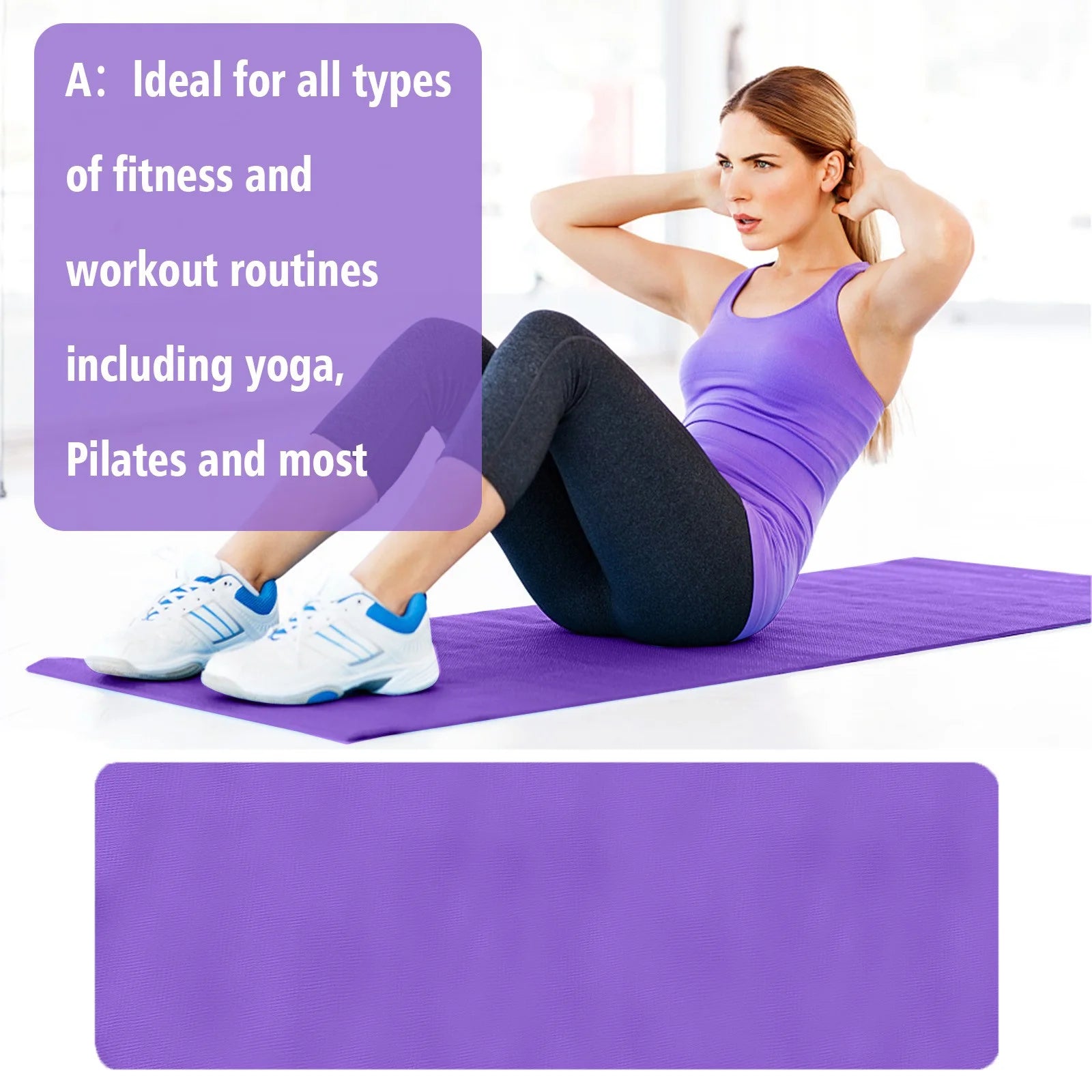 Outdoor Sports and Yoga Yoga Mat Non Monochrome Women Mat Mat 4Mm Sports Men Fitness & Yoga Equipment Fitness Mats Large Workout Mat Mat for Women Men Kids Home Gym Workout